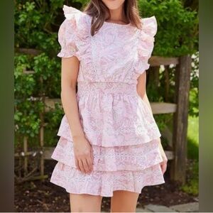 Sail to Sable Pink Mini‎ Dress, Palm Beach Lately  Flutter Sleeve, Size Medium